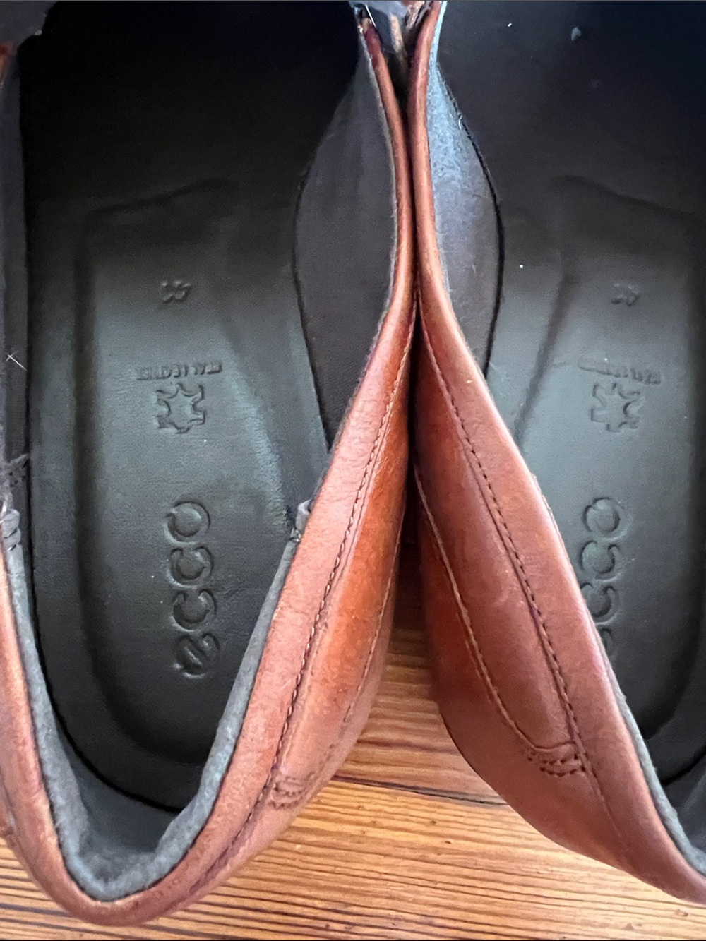 ECCO Cognac Brown Leather Penny Loafers Slip On Flat Shoes Women Size EU 41 - Picture 7 of 11